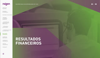 RESULTADOS
FINANCEIROS
RESULTADOS
FINANCEIROS
SOBRE ESTE
RELATÓRIO
... COM MODELO DE
NEGÓCIOS ÚNICO E
IRREPLICÁVEL…
… E PROPOSTA DE VALOR
NO LONGO PRAZO
MENSAGEM
DO PRESIDENTE
… CRESCIMENTO
ESTRUTURADO…
LIDERANDO
A TRANSIÇÃO
ENERGÉTICA
CADERNO DE
INDICADORES
SUMÁRIOS DE
CONTEÚDO GRI
CARTA DE
ASSEGURAÇÃO
EXPEDIENTE
DESTAQUES DO ANO-SAFRA
83
RELATÓRIO ANUAL DE SUSTENTABILIDADE 2021–2022
 