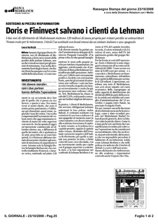 Rassegna Stampa del giorno 23/10/2008
                                          a cura della Direzione Relazioni con i Media




IL GIORNALE - 23/10/2008 - Pag.25                                    Foglio 1 di 2
 