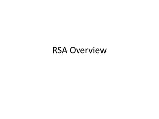 RSA Overview
 