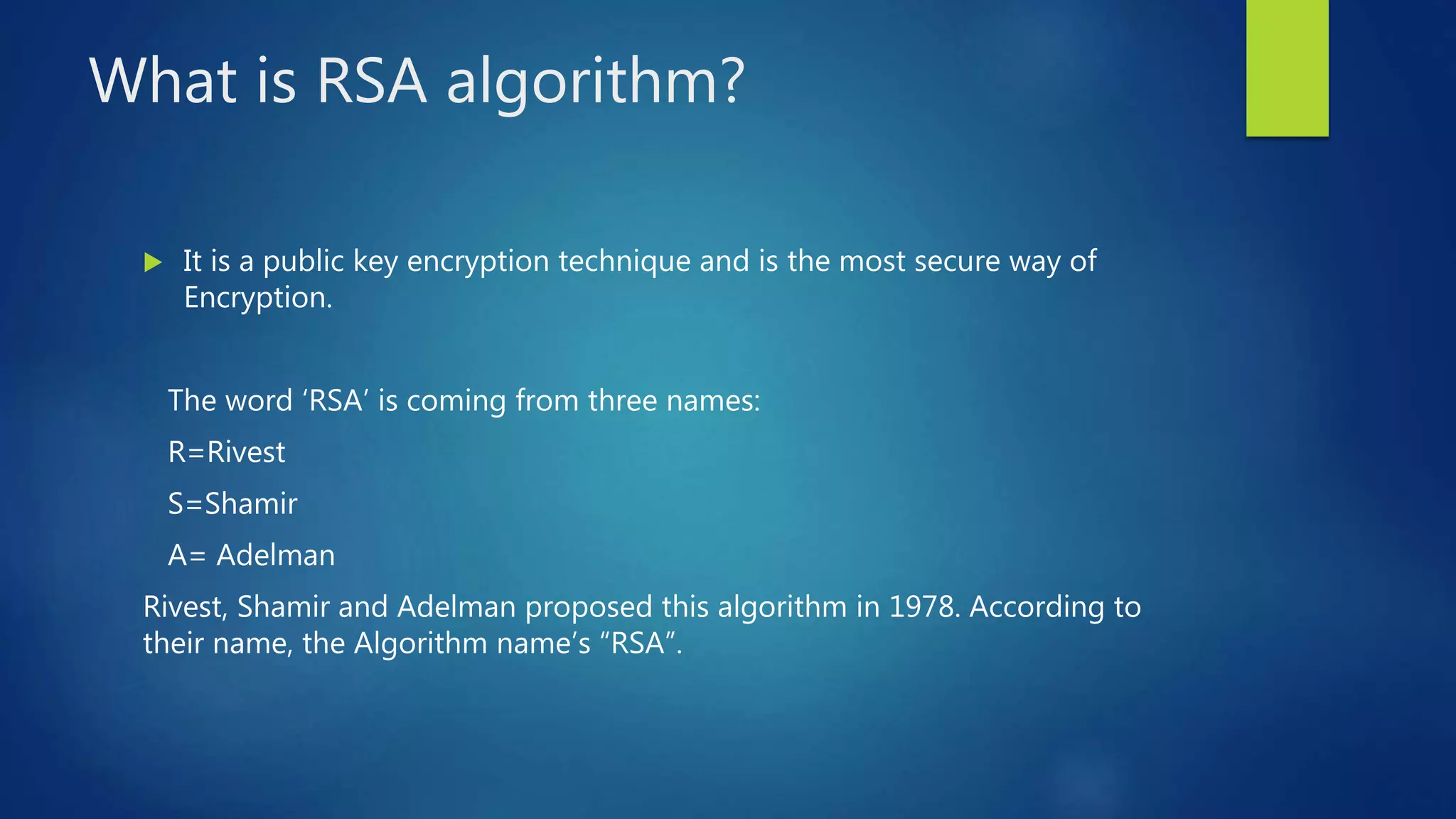 Rsa Algorithm PPT Free Download