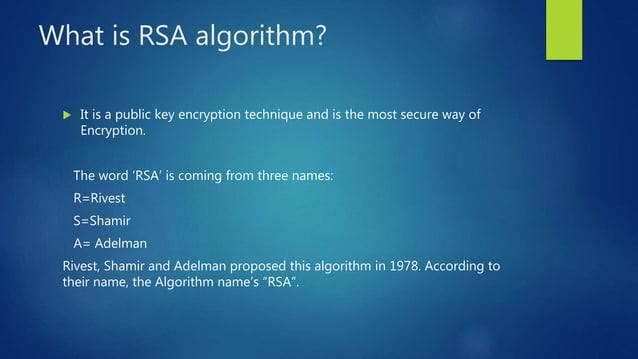 Rsa algorithm | PPT | Free Download