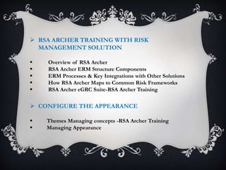 Rsa archer training | PPT