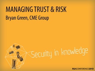 MANAGING TRUST & RISK
Bryan Green, CME Group
 