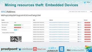 #RSAC
Mining resources theft: Embedded Devices
 