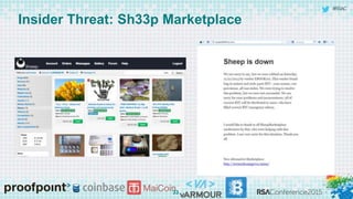 #RSAC
Insider Threat: Sh33p Marketplace
33
 