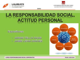 CURSO: RESPONSABILIDAD SOCIAL CORPORATIVA Fecha : 06/11/2011
EAVU
 
