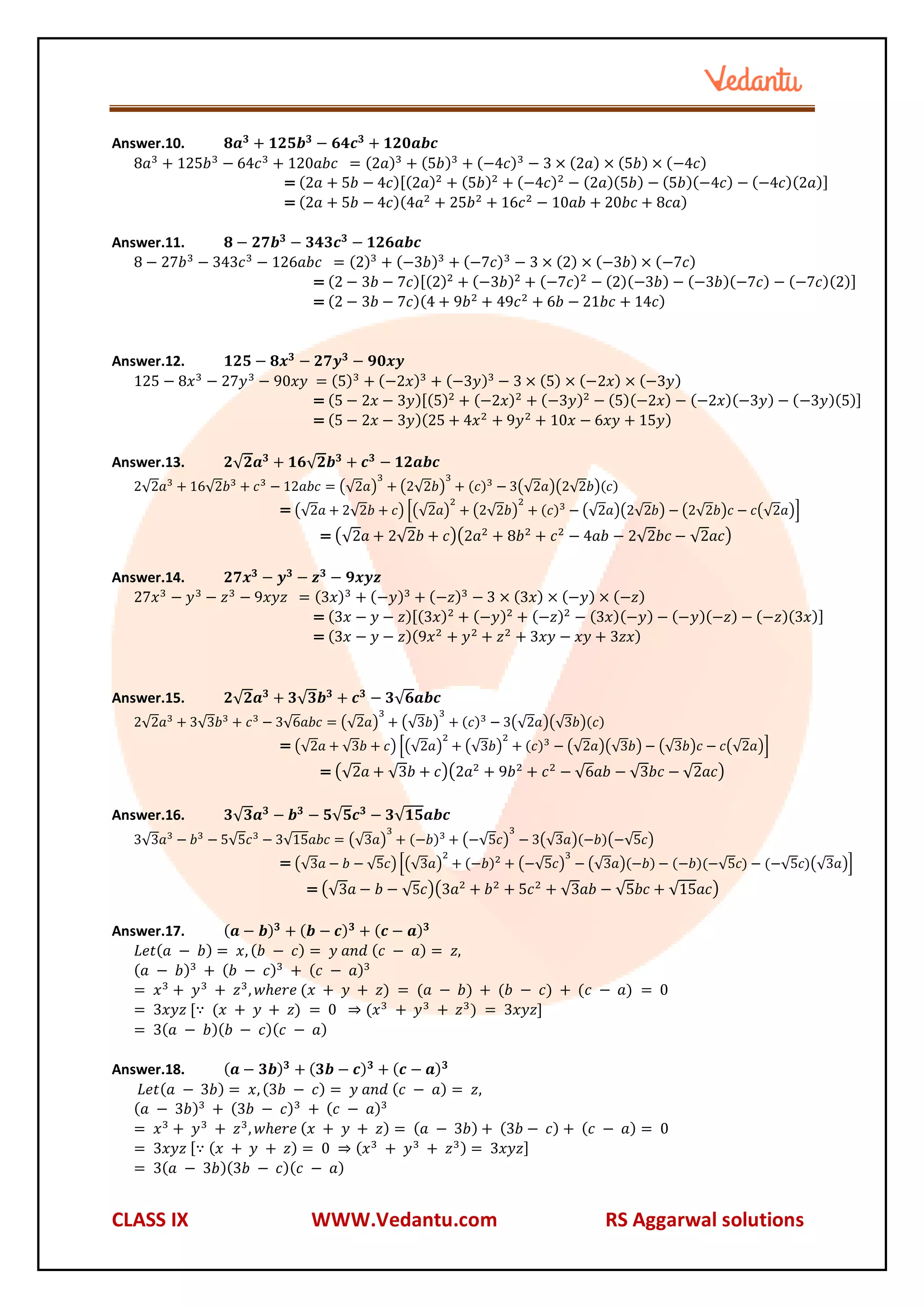 RS Aggarwal Class 9 Solutions Chapter-3.pdf | Homework and Study ...