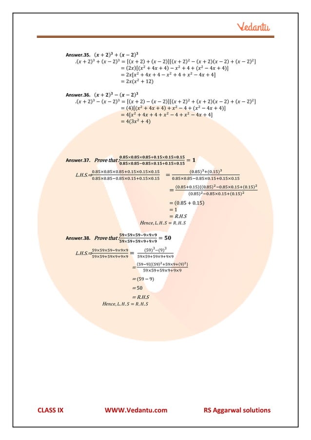 Rs Aggarwal Class 9 Solutions Chapter 3 Pdf Homework And Study