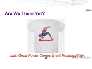 #RSAC
Are We There Yet?
34
…with Great Power Comes Great Responsibility.
 