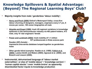 Knowledge Spillovers & Spatial Advantage:
(Beyond) The Regional Learning Boys’ Club?
 Majority insights from male / gende...