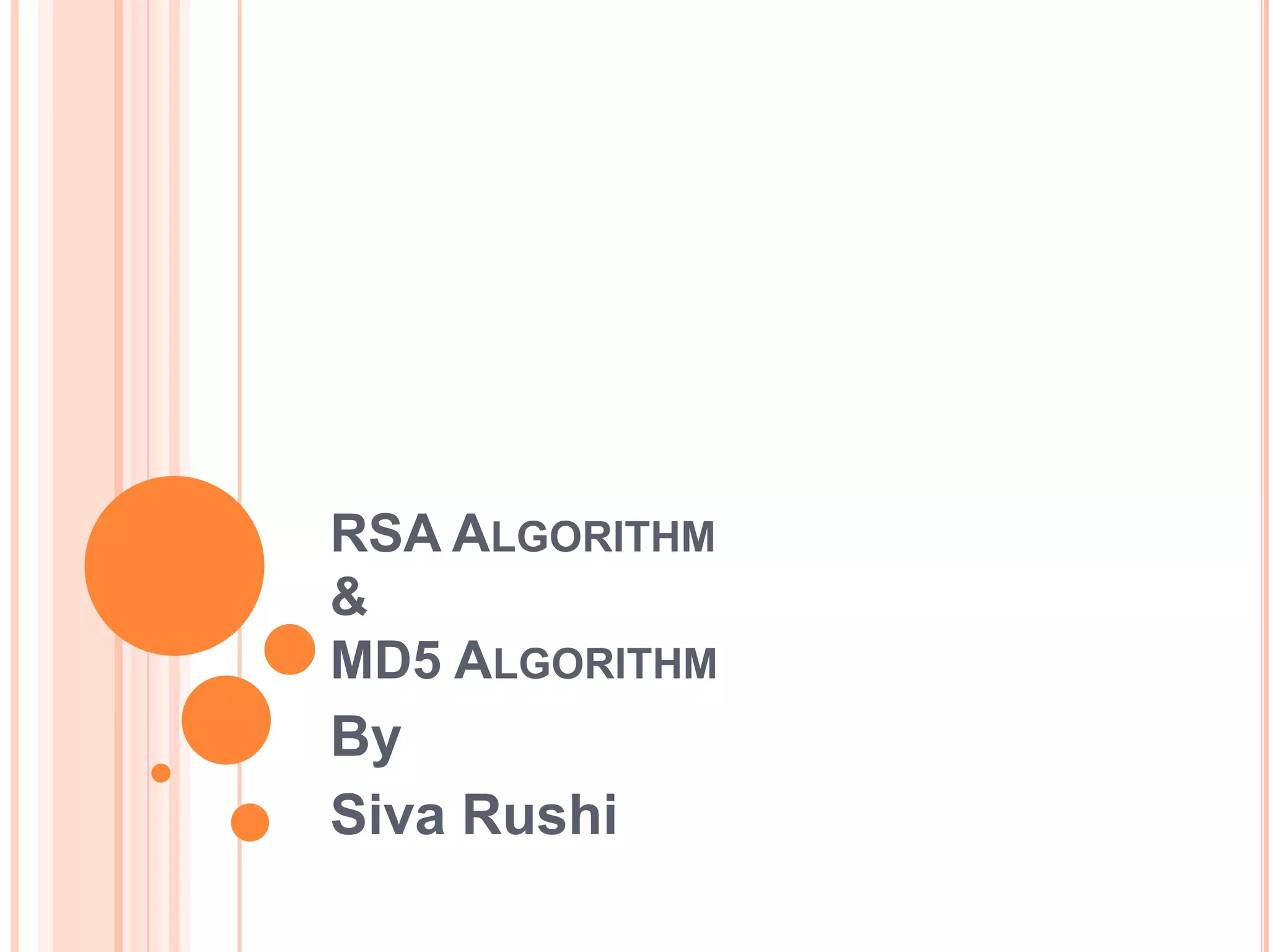 RSA & MD5 algorithm | PPT