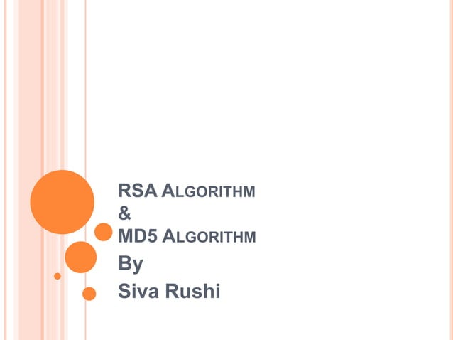 RSA & MD5 algorithm | PPT