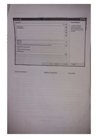 Export to CAD
Input Features Input Features
A collection of feature
ONtectyclp
torontoda06UTM
classes and/or feature
layers whose geometry wil
be exported to one or more
CADfles
Output Type
OWGR2010
Output File
CDocumenks andSettings|halej|L.ocalSettings)Templarc24D310Nte_cityclip_ExportCAD.DWG
lgnore Paths in Tables (optional
Appendto Exiting Fles (optional
SeedFile (optional)
OK Cancel Environments. L <Hide Help
Tol Help
Course Coordinator Module Coordinator Host HOD
 