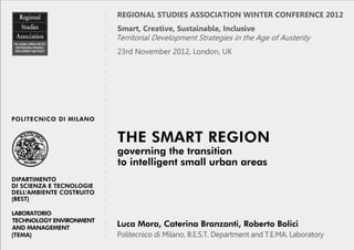 The smart region: governing the transition to intelligent small urban areas