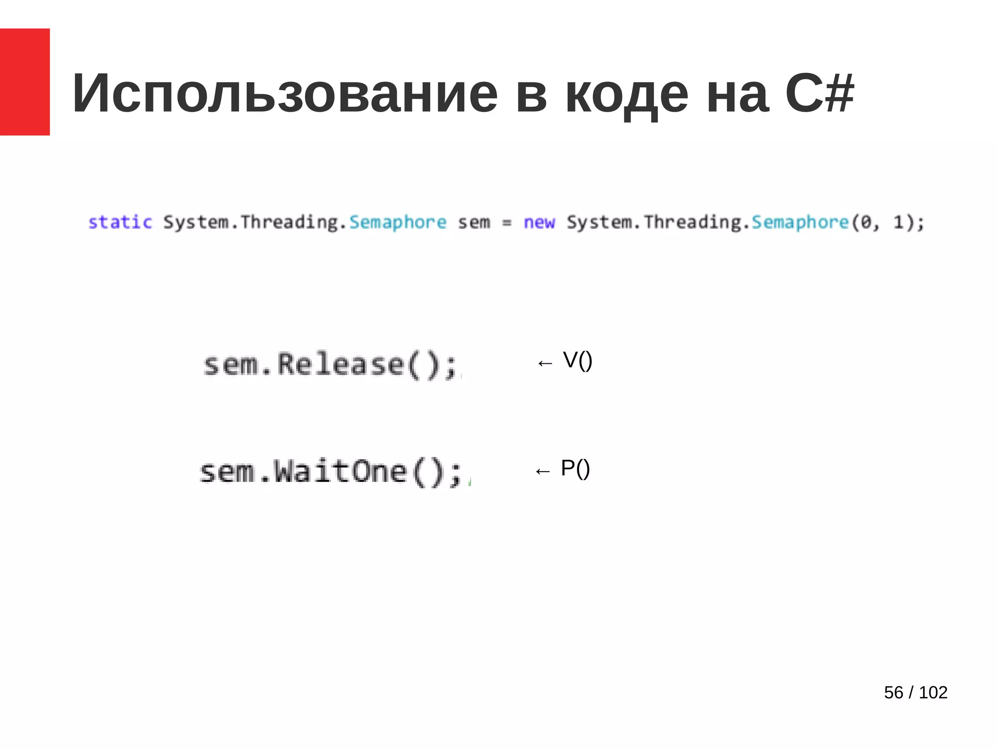 56 / 102
Использование в коде на C#
← V()
← P()
 