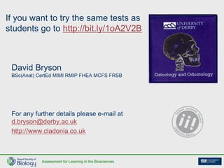 Royal Society for Biology: Using tests and badges