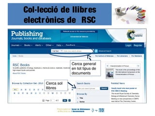 Col·lecció de llibres
electrònics de RSC
Cerca general
en tot tipus de
documents
Cerca sol
llibres
 