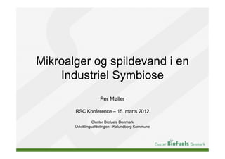 Mikroalger og spildevand i en
    Industriel Symbiose
                    Per Møller

       RSC Konference – 15. marts 2012

                 Cluster Biofuels Denmark
       Udviklingsafdelingen - Kalundborg Kommune
 