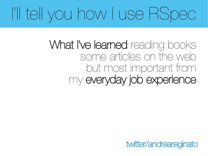 Rspec Best Practices : Best practices · Testing guide · Development ...