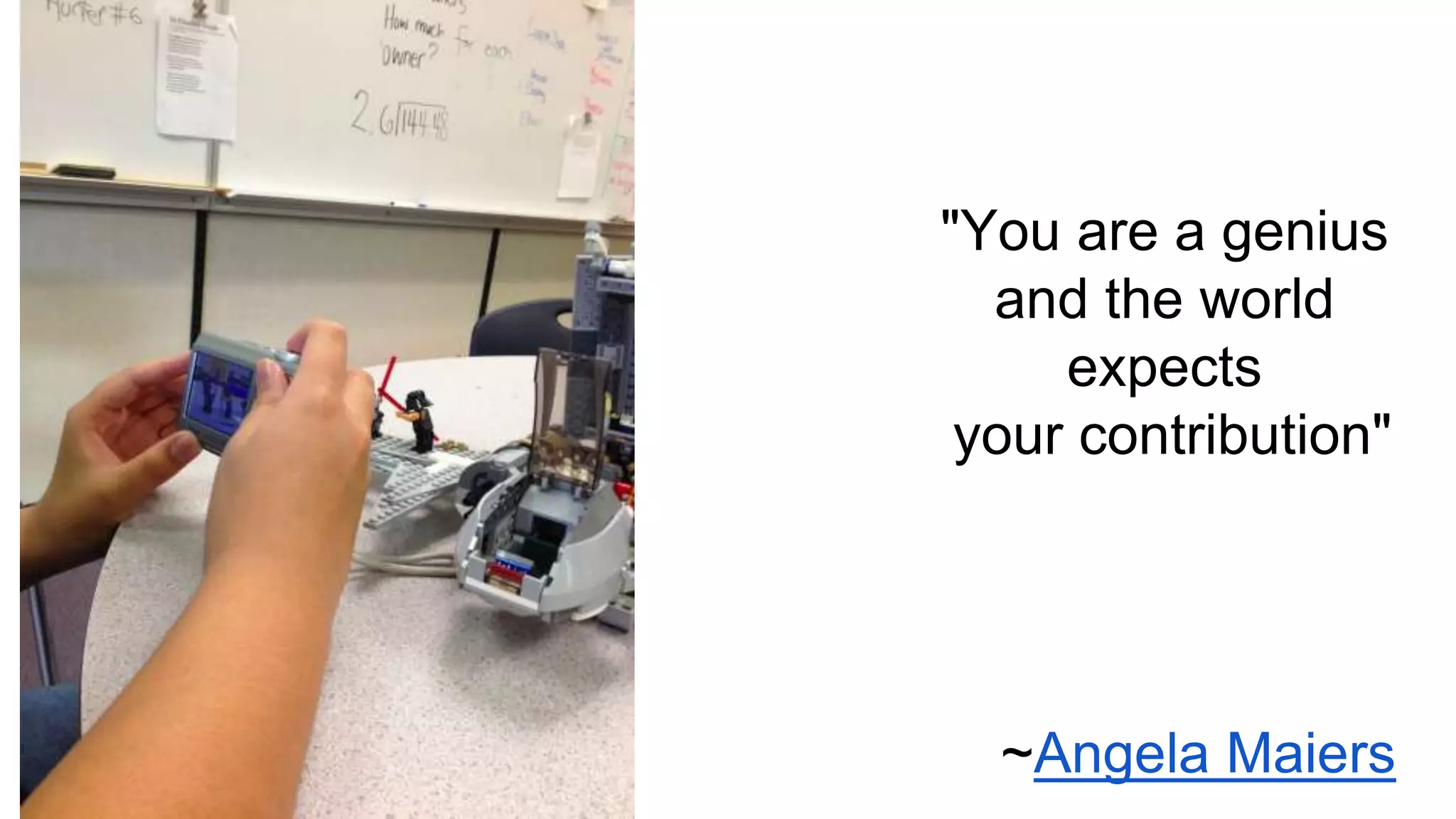 Yocontribution.
"You are a genius
and the world
expects
your contribution"

~Angela Maiers

 