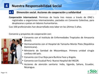 Nuestra Responsabilidad Social 4 Dimensión social. Acciones de cooperación y solidaridad 4.1 <ul><li>Cooperación Internaci...