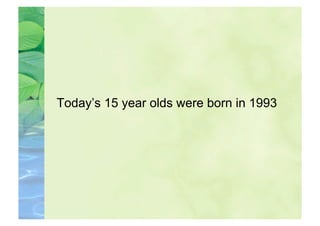 Today’s 15 year olds were born in 1993
 