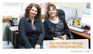 But we didn’t change
what the system did.
@inwithforward #RSD4
 