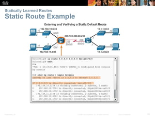 Presentation_ID 49© 2008 Cisco Systems, Inc. All rights reserved. Cisco Confidential
Statically Learned Routes
Static Route Example
 