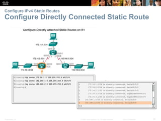 Presentation_ID 30© 2008 Cisco Systems, Inc. All rights reserved. Cisco Confidential
Configure IPv4 Static Routes
Configure Directly Connected Static Route
 