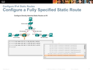 Presentation_ID 31© 2008 Cisco Systems, Inc. All rights reserved. Cisco Confidential
Configure IPv4 Static Routes
Configure a Fully Specified Static Route
 