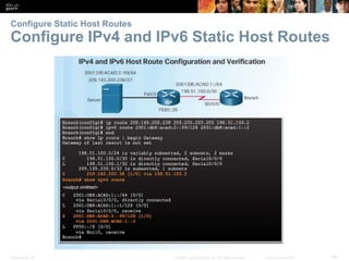 Presentation_ID 49© 2008 Cisco Systems, Inc. All rights reserved. Cisco Confidential
Configure Static Host Routes
Configure IPv4 and IPv6 Static Host Routes
Verify a Default Static Route
Verify a Default Static Route
 