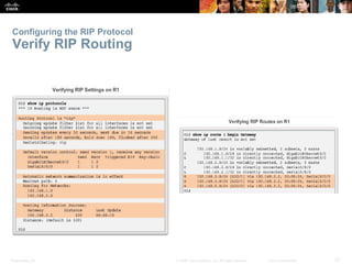 Presentation_ID 27© 2008 Cisco Systems, Inc. All rights reserved. Cisco Confidential
Configuring the RIP Protocol
Verify RIP Routing
 