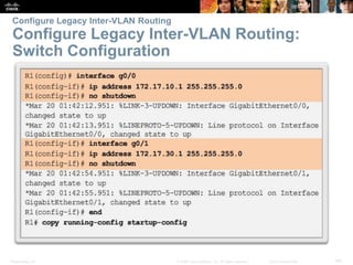 Presentation_ID 69© 2008 Cisco Systems, Inc. All rights reserved. Cisco Confidential
Configure Legacy Inter-VLAN Routing
Configure Legacy Inter-VLAN Routing:
Switch Configuration
 