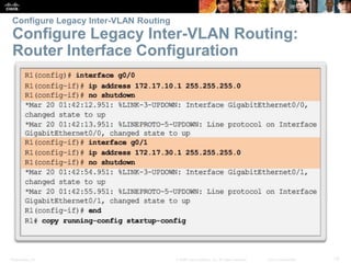 Presentation_ID 70© 2008 Cisco Systems, Inc. All rights reserved. Cisco Confidential
Configure Legacy Inter-VLAN Routing
Configure Legacy Inter-VLAN Routing:
Router Interface Configuration
 