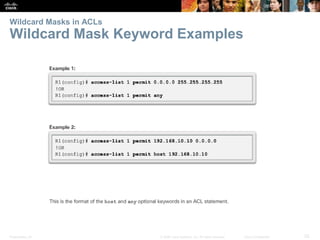 Presentation_ID 25© 2008 Cisco Systems, Inc. All rights reserved. Cisco Confidential
Wildcard Masks in ACLs
Wildcard Mask Keyword Examples
 