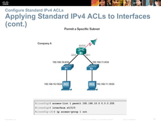 Presentation_ID 34© 2008 Cisco Systems, Inc. All rights reserved. Cisco Confidential
Configure Standard IPv4 ACLs
Applying Standard IPv4 ACLs to Interfaces
(cont.)
 