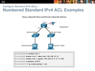 Presentation_ID 35© 2008 Cisco Systems, Inc. All rights reserved. Cisco Confidential
Configure Standard IPv4 ACLs
Numbered Standard IPv4 ACL Examples
 
