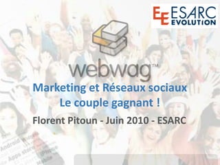 Marketing et Réseaux sociauxLe couple gagnant ! Florent Pitoun - Juin 2010 - ESARC 
