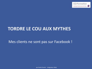 TORDRE LE COU AUX MYTHES

Mes clients ne sont pas sur Facebook !




                par André Gentit- - Intégrateur Web
 