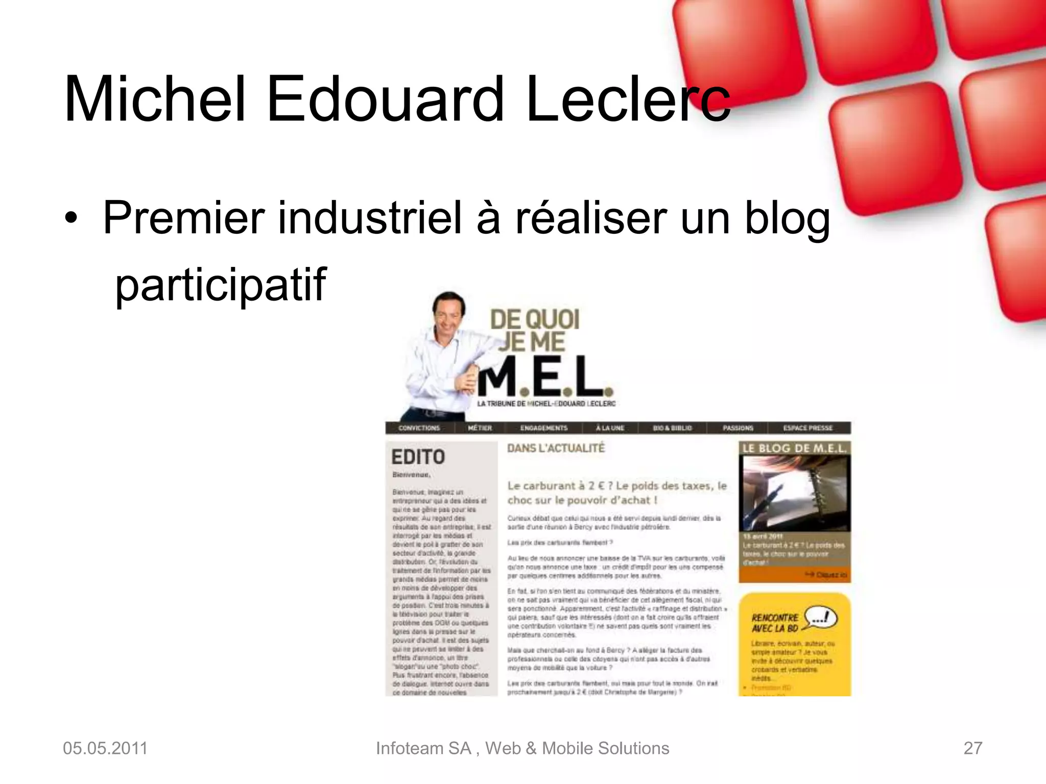 Exemples de réussitePartie 405.05.2011Infoteam SA , Web & Mobile Solutions25