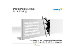 BARRERAS DE LA RSE
EN LA PYME (I)




              La realidad es que existen numerosas barreras
                  para la integración de la RSE en las pymes
 