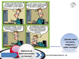 Juan Carlos Rojas Chamorro – 20  Vigilancia de datos personales en internet ¿Dónde están mis datos, imágenes y redes sociales? http://blog.meta4.com/wp-content/uploads/redes_sociales.jpg   