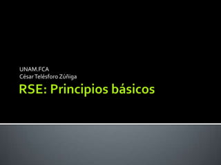 RSE: Principios básicos UNAM.FCA César Telésforo Zúñiga 