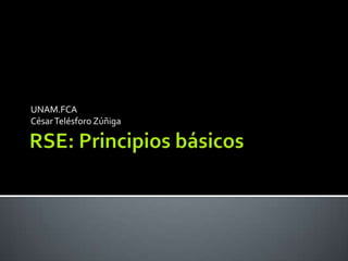 RSE: Principios básicos,[object Object],UNAM.FCA,[object Object],César Telésforo Zúñiga,[object Object]