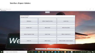 Interface «Espace Admin»:
 