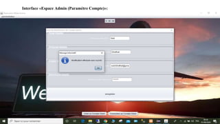 Interface «Espace Admin (Paramètre Compte)»:
 
