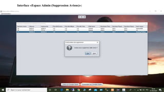 Interface «Espace Admin (Suppression Avions)»:
 