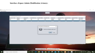 Interface «Espace Admin (Modification Avions)»:
 
