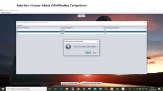 Interface «Espace Admin (Modification Catégories)»:
 