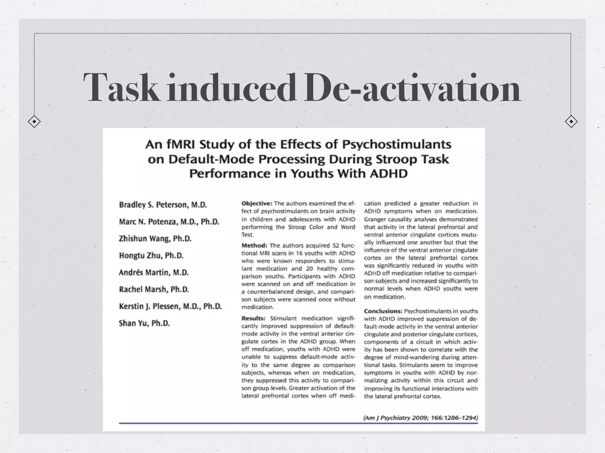 Task induced De-activation
 
